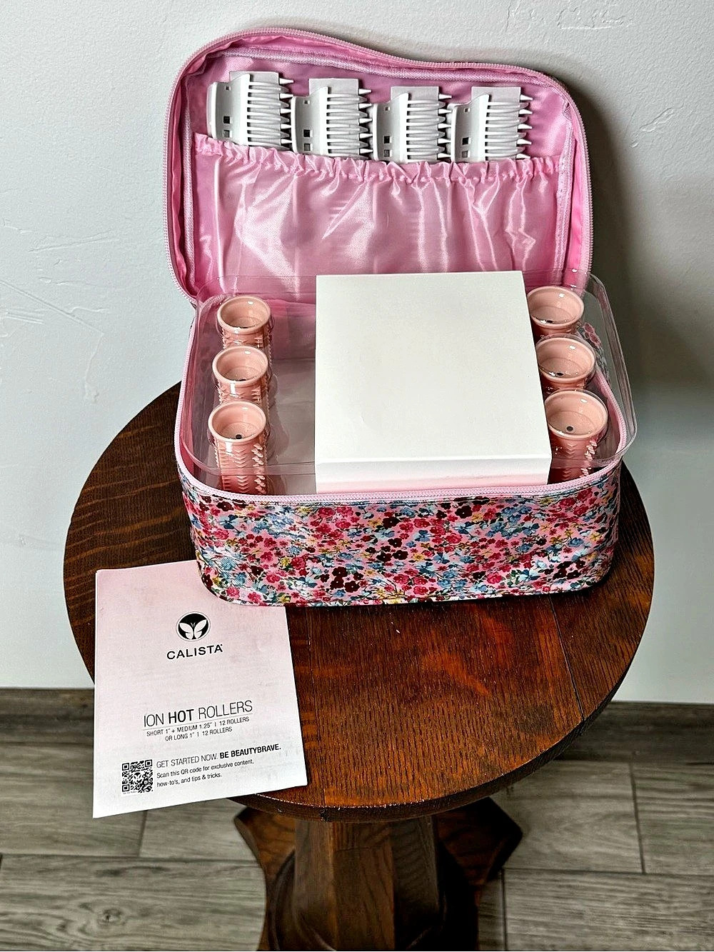 Calista Tools Ion Hot Rollers 12 1" Short 1.25"Medium Clips Stand Case Pink QVC